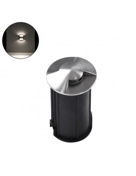 GloboStar® UNDERGROUND-RENA 90663 Χωνευτό Φωτιστικό Σποτ Δαπέδου Two Sided LED 1W 115lm 30° DC 24V Αδιάβροχο IP68 Φ5 x Υ9cm Φυσικό Λευκό 4500K - Ανοξείδωτο Ατσάλι - 3 Χρόνια Εγγύηση
