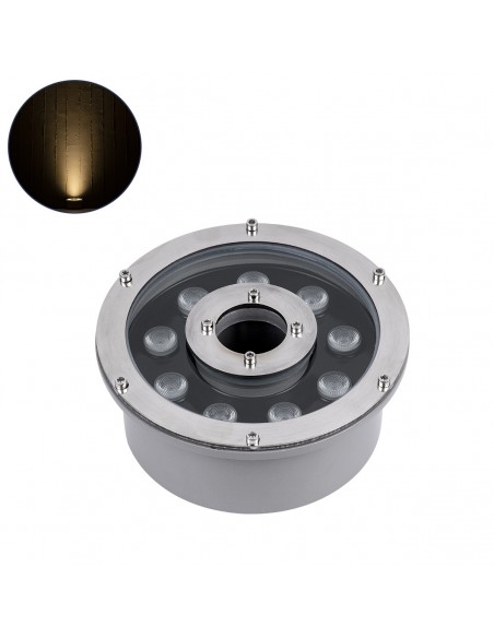 GloboStar® UNDERWATER-FINA 90674 Υποβρύχιο Φωτιστικό Σποτ Ειδικό για Σιντριβάνια LED 9W 990lm 30° DC 24V Αδιάβροχο IP68 Φ16 x Υ8cm Θερμό Λευκό 3000K - Ανοξείδωτο Ατσάλι - 3 Years Warranty