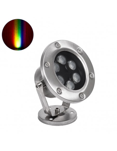 GloboStar® UNDERWATER-DINA 90677 Υποβρύχιο Φωτιστικό Σποτ Ειδικό για Σιντριβάνια LED 9W 945lm 30° DC 24V Αδιάβροχο IP68 Φ12 x Υ14cm Πολύχρωμο RGBW DMX512 - Ανοξείδωτο Ατσάλι - 3 Χρόνια Εγγύηση