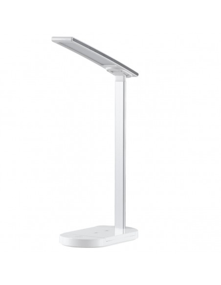 GloboStar® FIARIA 76531 Μοντέρνο Επιτραπέζιο Φωτιστικό Πορτατίφ LED 5W 500lm 180° DC 5V - με Ασύρματη Φόρτιση - Wireless Charger - Διακόπτη Αφής - CCT Θερμό Λευκό 2700K - Φυσικό Λευκό 4500K - Ψυχρό Λευκό 6000K Dimmable - Μ25 x Π10.5 x Υ35.5 - Λευκό
