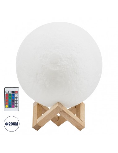 GloboStar® MOON 79620 Μοντέρνο Επιτραπέζιο Φωτιστικό Πορτατίφ LED 6W 360lm 360° DC 5V - Εναλλαγή Φωτισμού μέσω Τηλεχειριστηρίου & Αφής - Dimmable - RGBW - Φ20 x Υ25 - Λευκό