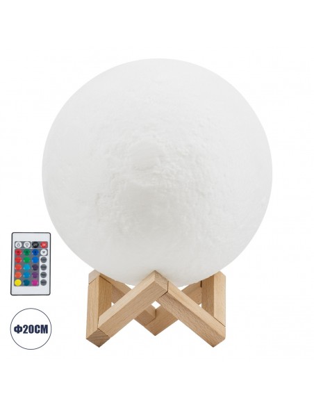GloboStar® MOON 79620 Μοντέρνο Επιτραπέζιο Φωτιστικό Πορτατίφ LED 6W 360lm 360° DC 5V - Εναλλαγή Φωτισμού μέσω Τηλεχειριστηρίου & Αφής - Dimmable - RGBW - Φ20 x Υ25 - Λευκό