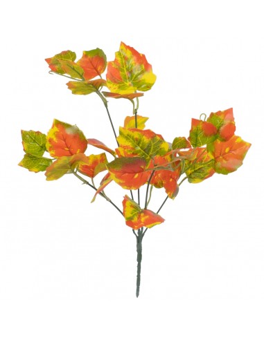 GloboStar® VIRGINIA CREEPER 78216 Τεχνητό Φυτό Παρθενόκισσος - Μπουκέτο Διακοσμητικών Φυτών - Κλαδιών με Φύλλωμα Πορτοκαλί - Κόκκινο - Πράσινο - Κίτρινο Υ35cm