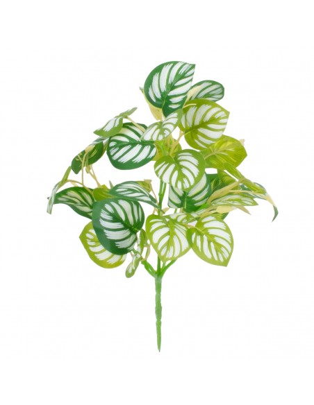 GloboStar® PEPEROMIA L.GREEN 78220 Τεχνητό Φυτό Πεπερόμια Αν.Πρ. - Μπουκέτο Διακοσμητικών Φυτών - Κλαδιών με Φύλλωμα Πράσινο - Κίτρινο - Λευκό Υ28cm