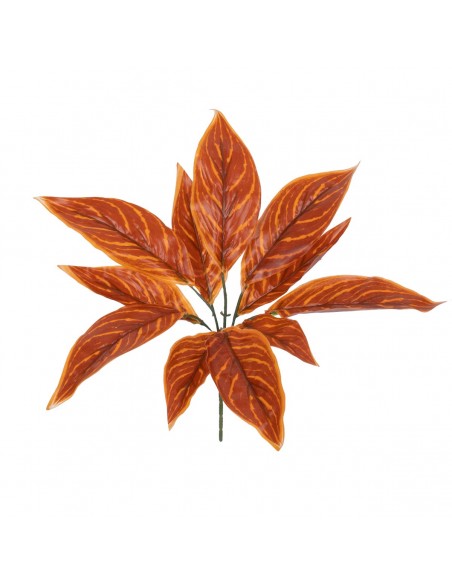 GloboStar® AGLAONEMA ORANGE 78265 Τεχνητό Φυτό Αγλαόνημα Πορτ. - Μπουκέτο Διακοσμητικών Φυτών - Κλαδιών με Φύλλωμα Πορτοκαλί Υ30cm