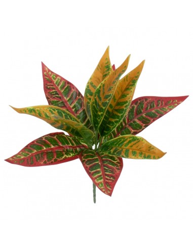 GloboStar® RED AGLAONEMA 78275 Τεχνητό Φυτό Αγλαόνημα Κοκκ. - Μπουκέτο Διακοσμητικών Φυτών - Κλαδιών με Φύλλωμα Πράσινο - Πορτοκαλί - Κόκκινο Υ27cm