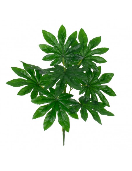 GloboStar® FATSIA 78283 Τεχνητό Φυτό Φάτσια - Μπουκέτο Διακοσμητικών Φυτών - Κλαδιών με Φύλλωμα Πράσινο Υ36cm