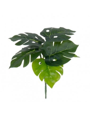 GloboStar® SMALL MONSTERA 78289 Τεχνητό Φυτό Μονστέρα Μικρή - Μπουκέτο Διακοσμητικών Φυτών - Κλαδιών με Φύλλωμα Πράσινο Υ23cm