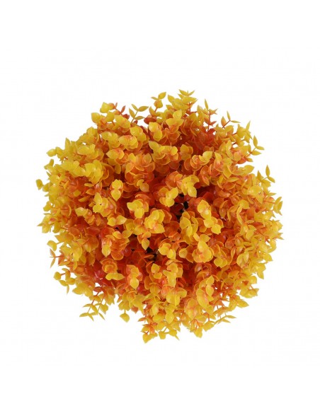 GloboStar® 78513 Artificial - Συνθετικό Τεχνητό Διακοσμητικό Φυτό Θάμνος Πυξάρι Πορτοκαλί - Κίτρινο Φ26cm