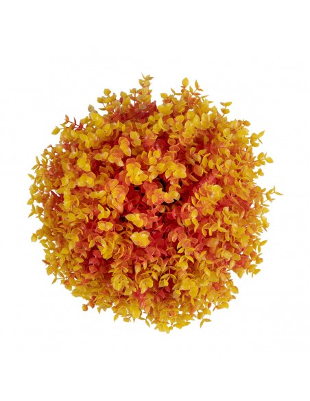 GloboStar® 78514 Artificial - Συνθετικό Τεχνητό Διακοσμητικό Φυτό Θάμνος Πυξάρι Πορτοκαλί - Κίτρινο Φ31cm