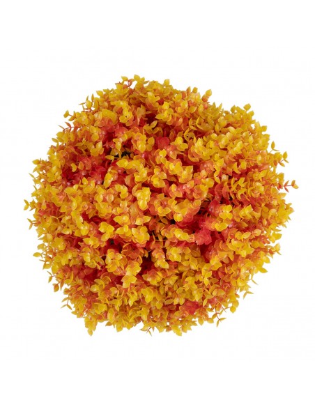 GloboStar® 78515 Artificial - Συνθετικό Τεχνητό Διακοσμητικό Φυτό Θάμνος Πυξάρι Πορτοκαλί - Κίτρινο Φ36cm
