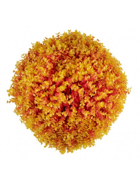 GloboStar® 78516 Artificial - Συνθετικό Τεχνητό Διακοσμητικό Φυτό Θάμνος Πυξάρι Πορτοκαλί - Κίτρινο Φ46cm