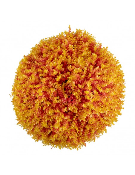 GloboStar® 78517 Artificial - Συνθετικό Τεχνητό Διακοσμητικό Φυτό Θάμνος Πυξάρι Πορτοκαλί - Κίτρινο Φ56cm