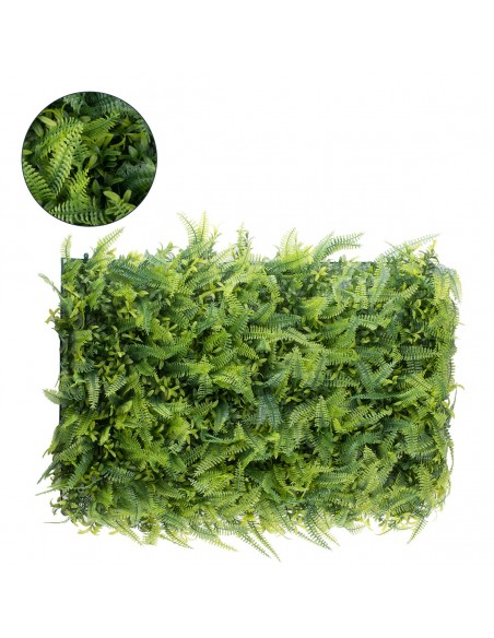GloboStar® 78427 Artificial - Συνθετικό Τεχνητό Διακοσμητικό Πάνελ Φυλλωσιάς - Κάθετος Κήπος Νάνος Φτέρη - Γιασεμί - Πράσινο Μ60 x Υ40 x Π9cm