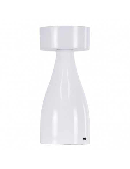GloboStar® DOLLY 76466 Μοντέρνο Επιτραπέζιο Φωτιστικό Πορτατίφ LED 1.5W 105lm 120° DC 5V Επαναφορτιζόμενο με Μπαταρία Li-ion 1800mAh - Διακόπτη Αφής με 3 Εναλλαγές Φωτισμού CCT Θερμό - Φυσικό - Ψυχρό 1500K - 4500K - 6000K Dimmable - D9 x 21cm - Λευκό