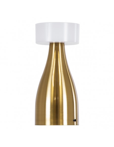 GloboStar® DOLLY 76470 Μοντέρνο Επιτραπέζιο Φωτιστικό Πορτατίφ LED 1.5W 105lm 120° DC 5V Επαναφορτιζόμενο με Μπαταρία Li-ion 1800mAh - Διακόπτη Αφής με 3 Εναλλαγές Φωτισμού CCT Θερμό - Φυσικό - Ψυχρό 1500K - 4500K - 6000K Dimmable - D9 x 21cm - Χρυσό