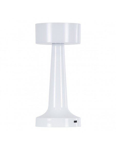 GloboStar® NANNA 76471 Μοντέρνο Επιτραπέζιο Φωτιστικό Πορτατίφ LED 1.5W 105lm 120° DC 5V Επαναφορτιζόμενο με Μπαταρία Li-ion 1800mAh - Διακόπτη Αφής με 3 Εναλλαγές Φωτισμού CCT Θερμό - Φυσικό - Ψυχρό 1500K - 4500K - 6000K Dimmable - D9 x 21cm - Λευκό