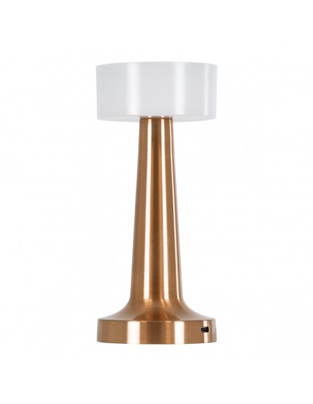 GloboStar® NANNA 76474 Μοντέρνο Επιτραπέζιο Φωτιστικό Πορτατίφ LED 1.5W 105lm 120° DC 5V Επαναφορτιζόμενο με Μπαταρία Li-ion 1800mAh - Διακόπτη Αφής με 3 Εναλλαγές Φωτισμού CCT Θερμό - Φυσικό - Ψυχρό 1500K - 4500K - 6000K Dimmable - D9 x 21cm - Χάλκινο
