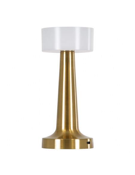 GloboStar® NANNA 76475 Μοντέρνο Επιτραπέζιο Φωτιστικό Πορτατίφ LED 1.5W 105lm 120° DC 5V Επαναφορτιζόμενο με Μπαταρία Li-ion 1800mAh - Διακόπτη Αφής με 3 Εναλλαγές Φωτισμού CCT Θερμό - Φυσικό - Ψυχρό 1500K - 4500K - 6000K Dimmable - D9 x 21cm - Χρυσό