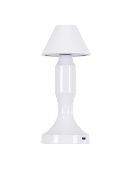 GloboStar® LUNNA 76476 Μοντέρνο Επιτραπέζιο Φωτιστικό Πορτατίφ LED 1.5W 105lm 120° DC 5V Επαναφορτιζόμενο με Μπαταρία Li-ion 1800mAh - Διακόπτη Αφής με 3 Εναλλαγές Φωτισμού CCT Θερμό - Φυσικό - Ψυχρό 1500K - 4500K - 6000K Dimmable - D9 x 23cm - Λευκό