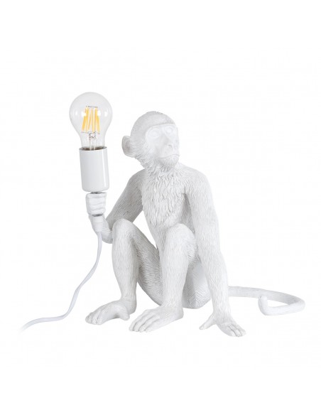 GloboStar® APES 01808 Μοντέρνο Φωτιστικό Πορτατίφ Λαμπατέρ Μονόφωτο 1 x E27 Λευκό Φιγούρα L30 x W27 x H30cm