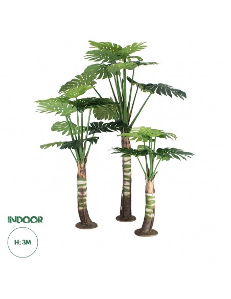 GloboStar® Artificial Garden MONSTERA SET 20090 Τεχνητό Διακοσμητικό Σετ Φυτών Μονστέρα A:Υ300cm B:Υ200cm C:Υ150cm