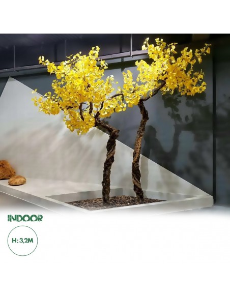 GloboStar® Artificial Garden GINKGO TWINS TREE 20187 Τεχνητό Διακοσμητικό Δέντρο Δίδυμα Γκίγκο Υ320cm