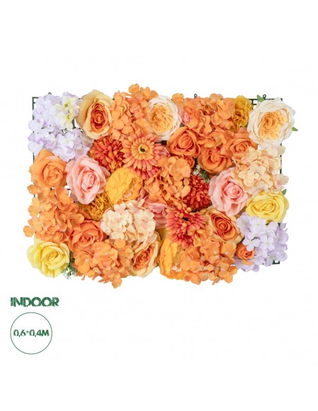 GloboStar® Artificial Garden ROSES STORY 20354 Τεχνητό Διακοσμητικό Πάνελ Λουλουδιών - Κάθετος Κήπος σύνθεση Πορτοκαλί & Ροζ Τριαντάφυλλα Μ40 x Π60 x Υ12cm