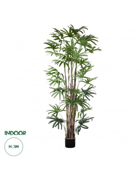 GloboStar® Artificial Garden BROADLEAF LADY PALM TREE 20384 Τεχνητό Διακοσμητικό Φυτό Πλατύφυλλος Φοίνικας Μπαμπού Υ300cm