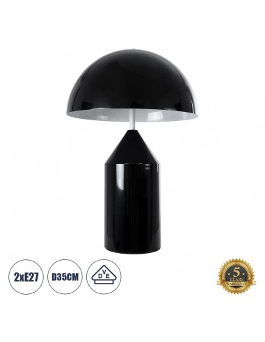 GloboStar® URANUS-M 61453 Μοντέρνο Επιτραπέζιο Φωτιστικό Πορτατίφ Δίφωτο 2 x E27 AC220-240V IP20 - Φ35 x Υ54cm - Μαύρο Μεταλλικό Καμπάνα με Διακόπτη On/Off - 5 Years Warranty