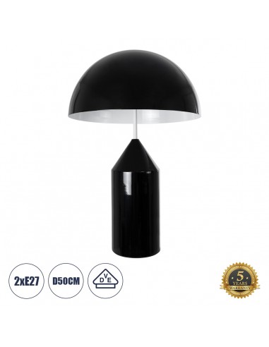 GloboStar® URANUS-L 61457 Μοντέρνο Επιτραπέζιο Φωτιστικό Πορτατίφ Δίφωτο 2 x E27 AC220-240V IP20 - Φ50 x Υ77cm - Μαύρο Μεταλλικό Καμπάνα με Διακόπτη On/Off - 5 Years Warranty