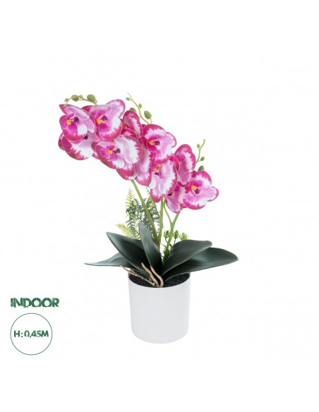 GloboStar® Artificial Garden PINK + FUCHSIA ORCHID 21079 Διακοσμητικό Φυτό Ροζ - Φούξια Ορχιδέα Υ45cm