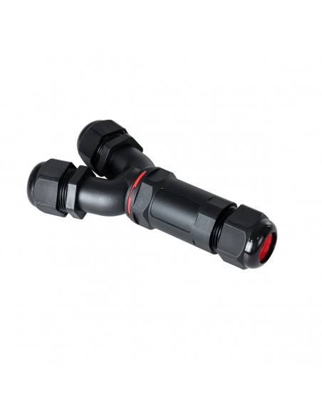 GloboStar® FAST-CONNECT 69918 Τριπλός Υ Αδιάβροχος IP68 Σύνδεσμος Ταχείας Σύνδεσης & Διακλάδωσης Καλωδίων - 1 x Είσοδος & 2 x Έξοδος - Εσωτερική Τριπλή Κλέμα με Συμβατή Διατομή Καλωδίων 3 x 0.5mm² έως 3 x 4mm² - 450V 24A Max - Μ13.5 x Π7.5 x Υ3cm - Μαύρο - 5 Years Warranty