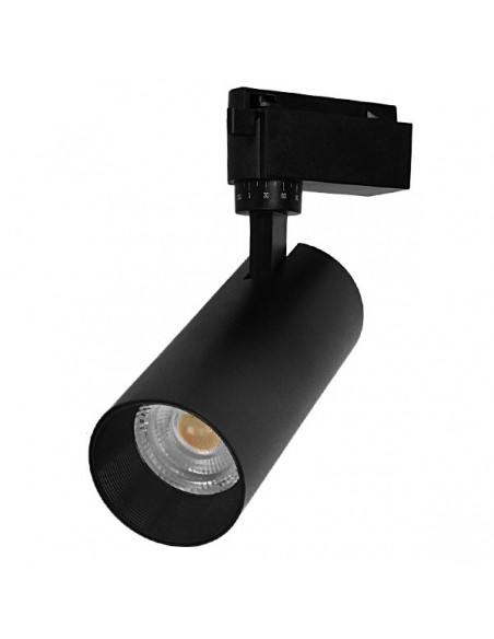 Globostar 60811 Μονοφασικό Bridgelux COB LED Μάυρο Φωτιστικό Σποτ Ράγας 20W 230V 2400lm 30° Θερμό Λευκό 3000k