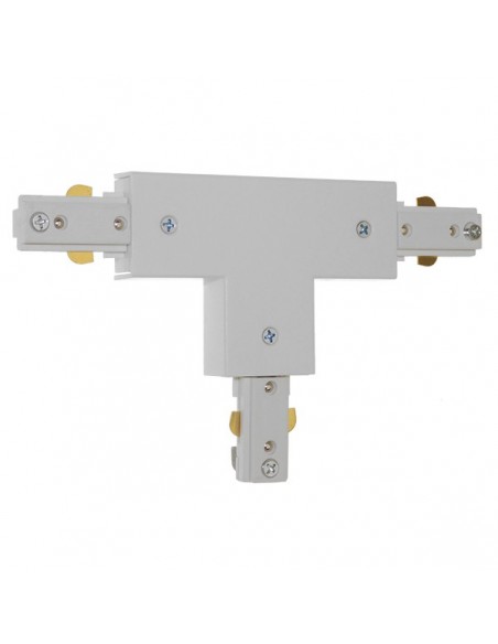 GloboStar S-40049 Διφασικός Connector 3 Καλωδίων Συνδεσμολογίας Ταφ (Τ) για Λευκή Ράγα Οροφής