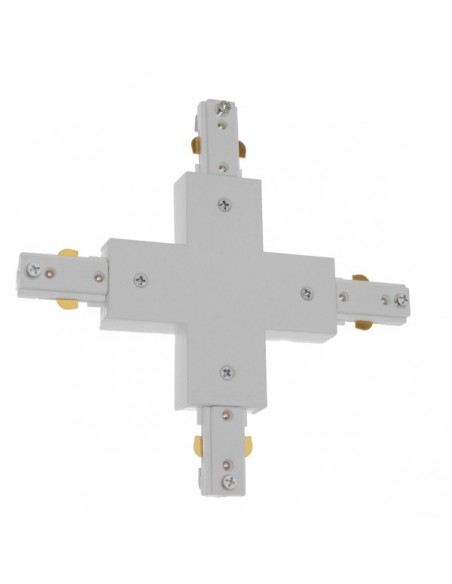 GloboStar S-40051 Διφασικός Connector 3 Καλωδίων Συνδεσμολογίας Cross (+) για Λευκή Ράγα Οροφής