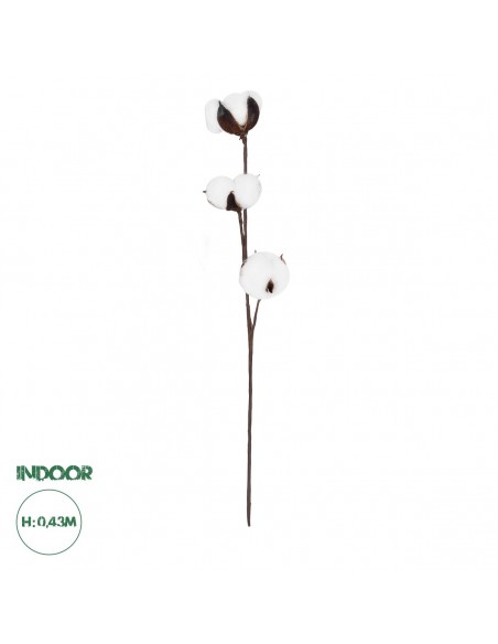 GloboStar® Artificial Garden COTTON BRANCH 20493 Τεχνητό Διακοσμητικό Κλαδί βαμβάκι Υ40cm