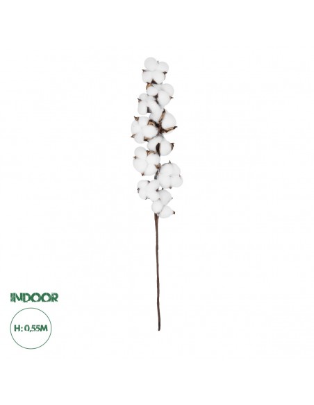 GloboStar® Artificial Garden COTTON BRANCH 20559 Τεχνητό Διακοσμητικό Κλαδί βαμβάκι Y55cm