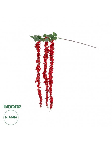 GloboStar® Artificial Garden RED WISTERIA FLOWER BRANCH 21519 Τεχνητό Διακοσμητικό κλαδί Βιστέρια Κόκκινο Φ45 x Υ120cm