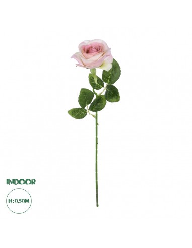 GloboStar® Artificial Garden LIGHT PINK ROSE  BRANCH 21137 Τεχνητό Διακοσμητικό Κλαδί Ανοιχτό ΡοζΤριαντάφυλλο Y50cm