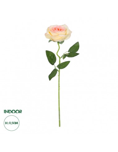 GloboStar® Artificial Garden CHAMPAGNE ROSE BRANCH 21141 Τεχνητό Διακοσμητικό Κλαδί Σαμπανιζέ Τριαντάφυλλο Y50cm