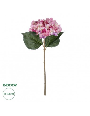 GloboStar® Artificial Garden PINK HYDRANGEA BRANCH 21140 Τεχνητό Διακοσμητικό Κλαδί έντονο ΡοζΟρτανσίας Y47cm