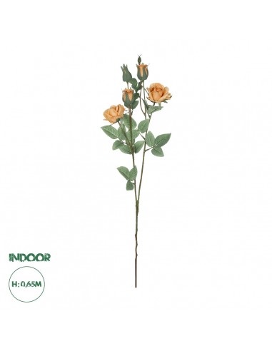 GloboStar® Artificial Garden SALMON ROSE BRANCH 21149 Τεχνητό Διακοσμητικό Κλαδί Σαμπανιζέ Τριαντάφυλλο Y65cm