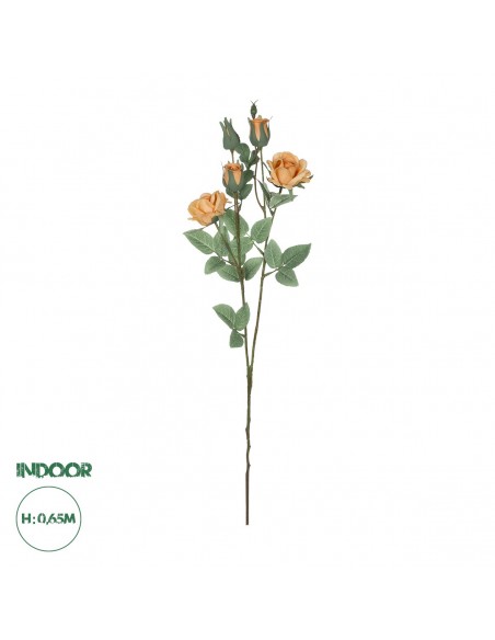 GloboStar® Artificial Garden SALMON ROSE BRANCH 21149 Τεχνητό Διακοσμητικό Κλαδί Σαμπανιζέ Τριαντάφυλλο Y65cm