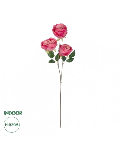 GloboStar® Artificial Garden HOT PINK ROSE BRANCH 21139 Τεχνητό Διακοσμητικό Κλαδί έντονο ΡοζΤριαντάφυλλο Y80cm