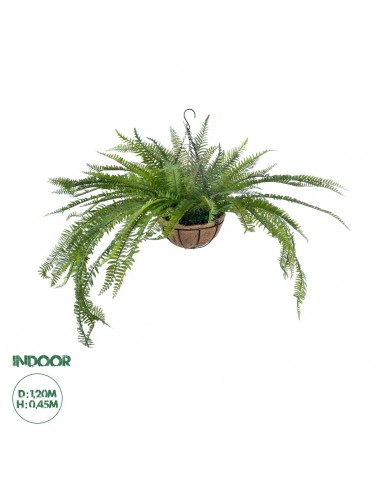 GloboStar® Artificial Garden FERN HANGING PLANT 20624 Τεχνητό Κρεμαστό Διακοσμητικό Φυτό Φτέρης Y90cm