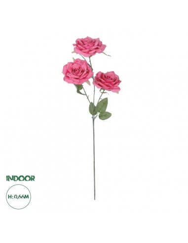 GloboStar® Artificial Garden  HOT PINK ROSE BRANCH 21135 Τεχνητό Διακοσμητικό Κλαδί Τριαντάφυλλο Έντονο Ροζ Y85cm