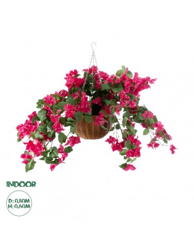 GloboStar® Artificial Garden RHODODENDRON HANGING PLANT 20634 Τεχνητό Κρεμαστό Διακοσμητικό Φυτό Τριανταφυλλιάς Y60cm