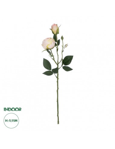 GloboStar® Artificial Garden CHAMPAGNE DAMASK CLIMBING ROSE BRANCH 21198 Τεχνητό Διακοσμητικό Κλαδί Τριαντάφυλλο Σαμπανιζέ Y55cm