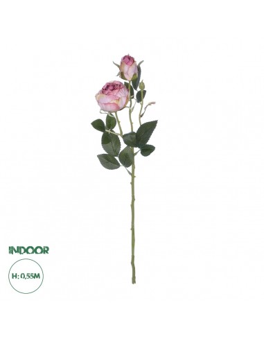 GloboStar® Artificial Garden PINK DAMASK CLIMBING ROSE BRANCH 21199 Τεχνητό Διακοσμητικό Κλαδί Τριαντάφυλλο Σαμπανιζέ Y55cm